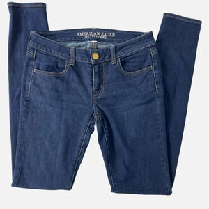 American Eagle Women’s‎ Jeggings Super Stretch Dark Blue Jeans Sz 4 X-Long Tall
